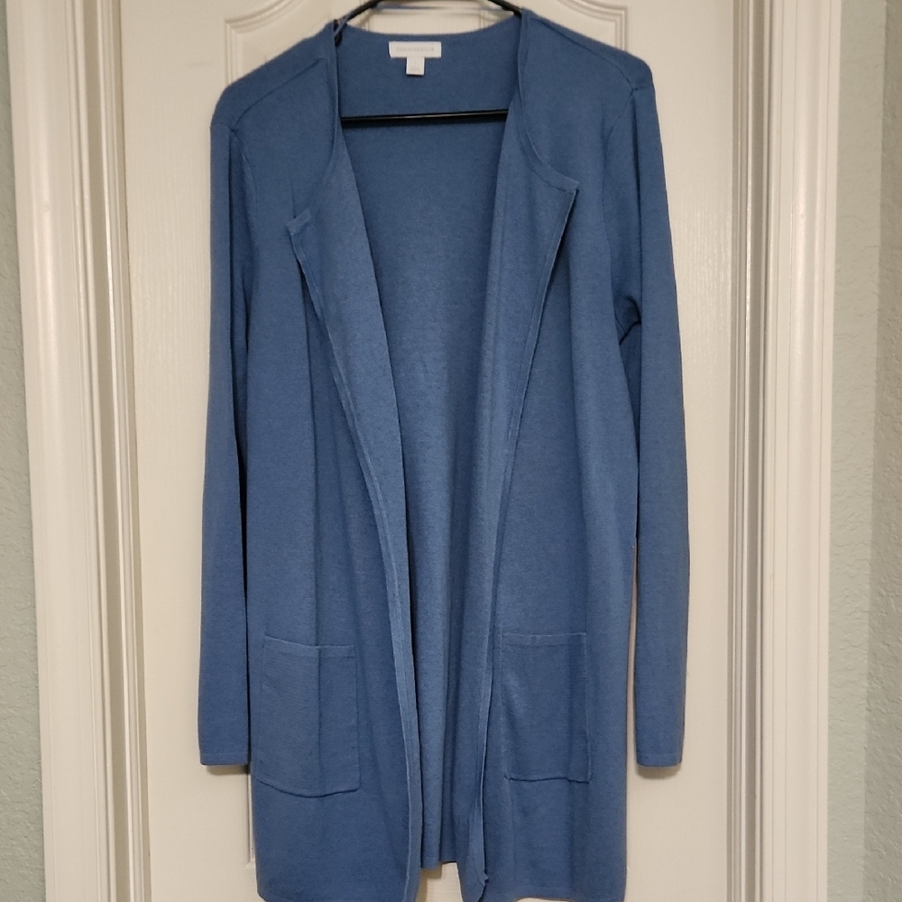 Women's Blue Open Front Cardigan